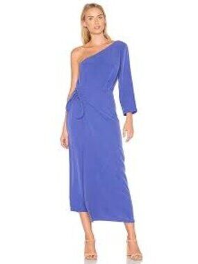 Mara Hoffman Shirley Purple One-Shoulder Wrap Dress